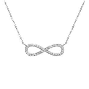 Dainty yet Eye Catching! Silver 926 Rhinestone Diamond Infinity Pendant Necklace